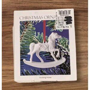 Christmas Ornament Hutschenreuther Horse Rocking Flugel White Biscuit Porcelain